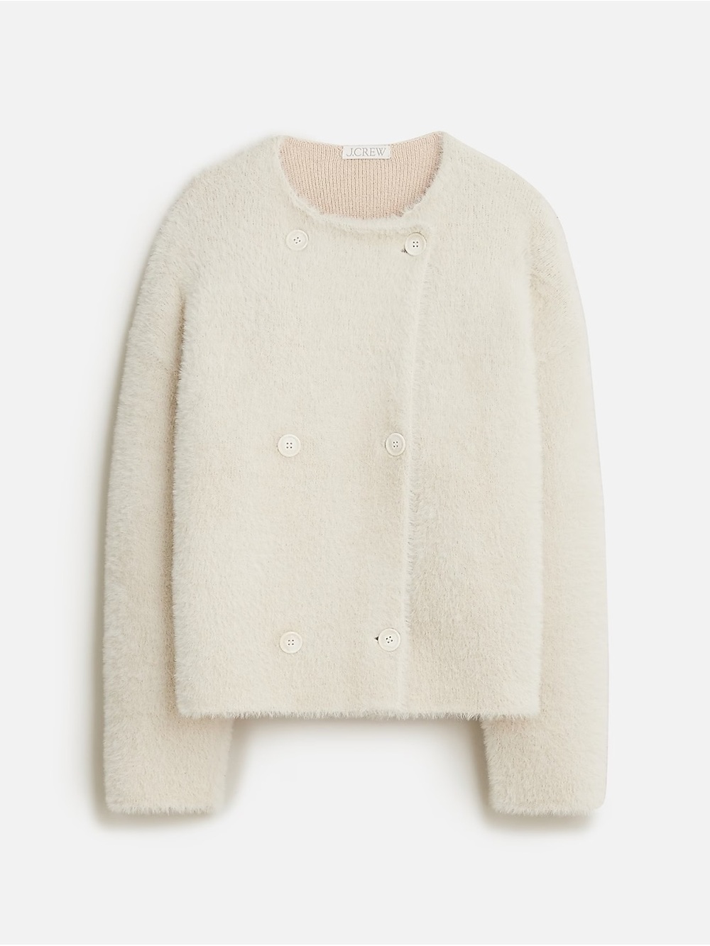 J. Crew Collection Cream Double-Breasted Fuzzy Jacket